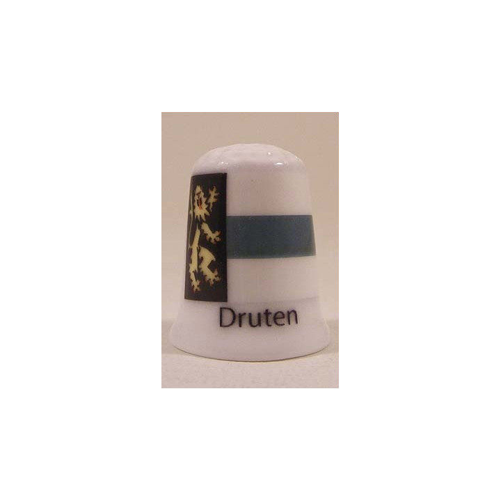 Druten Nederlandse gemeentevlag op een porselein vingerhoedje