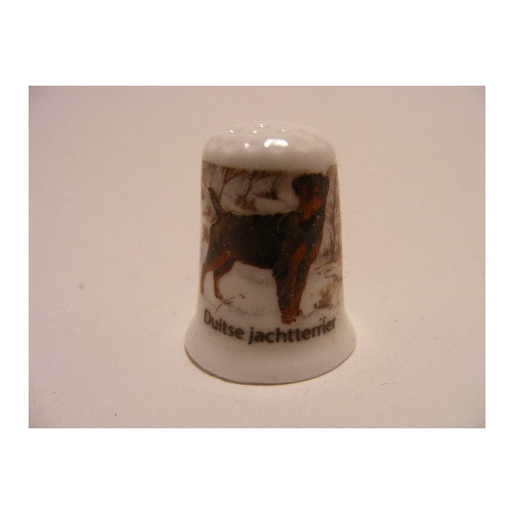 Duitse jachtterrier hond getekend vingerhoedje