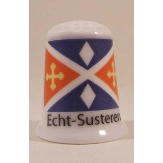 Echt Susteren Nederlandse gemeentevlag op een porselein vingerhoedje
