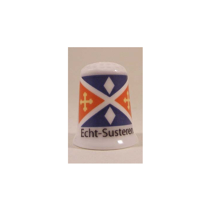 Echt Susteren Nederlandse gemeentevlag op een porselein vingerhoedje