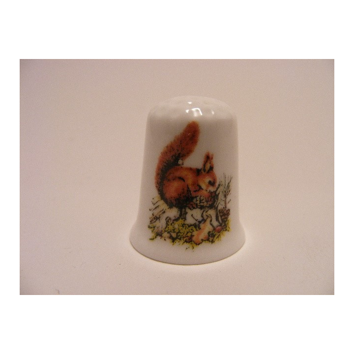 Eekhoorn tekening op een porselein vingerhoedje