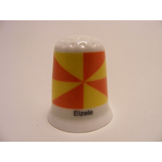 Elzele vlag Belgie op een porselein vingerhoedje