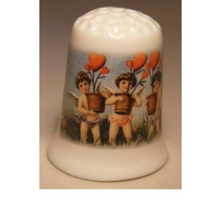 Engeltje en hartjes Valentijn tekening vingerhoedje