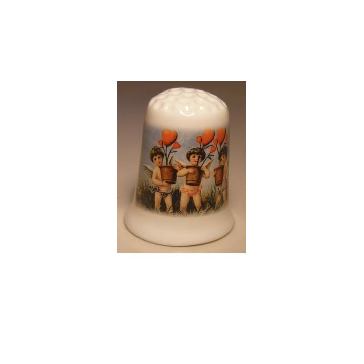 Engeltje en hartjes Valentijn tekening vingerhoedje