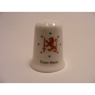 Erpe-Mere vlag Belgie op een porselein vingerhoedje