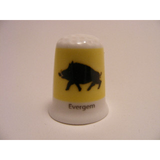 Evergem vlag Belgie op een porselein vingerhoedje