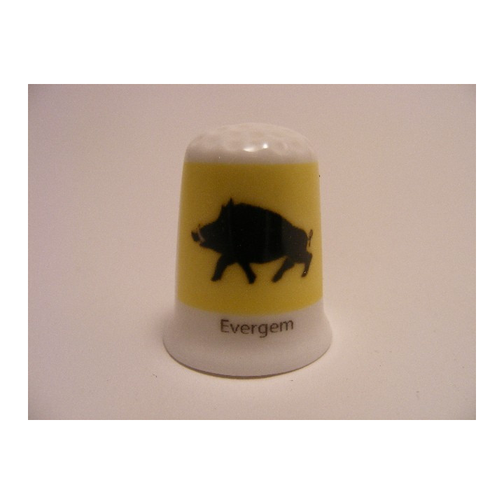 Evergem vlag Belgie op een porselein vingerhoedje