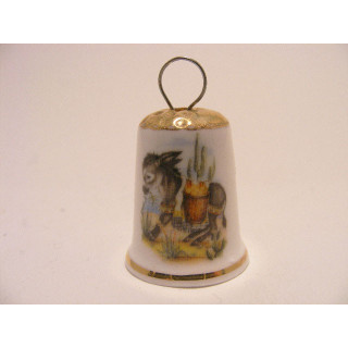 Ezel afbeelding op een kerstbal porselein vingerhoedje