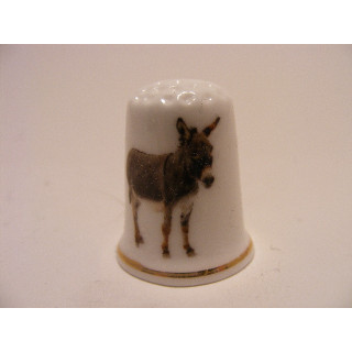 Ezel foto afbeelding op een porselein vingerhoedje met goud randje