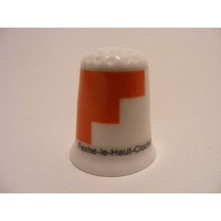 Fexhe-le-Haut-Clocher vlag Belgie op een porselein vingerhoedje