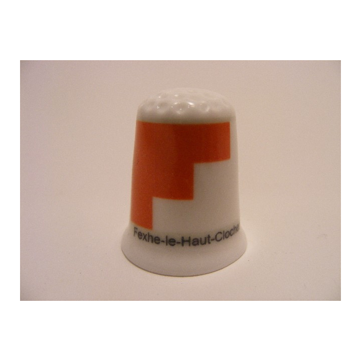 Fexhe-le-Haut-Clocher vlag Belgie op een porselein vingerhoedje