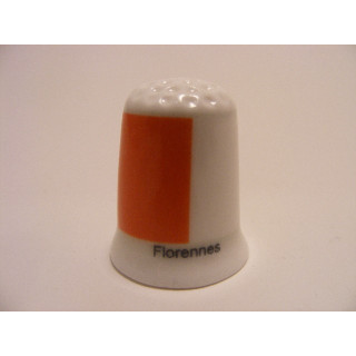 Florennes vlag Belgie op een porselein vingerhoedje