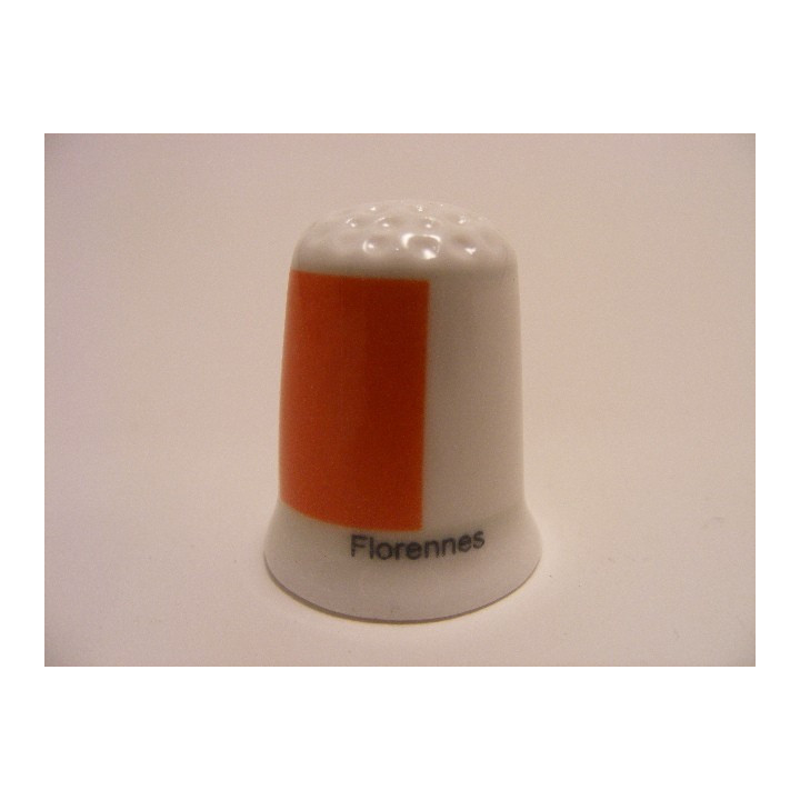 Florennes vlag Belgie op een porselein vingerhoedje