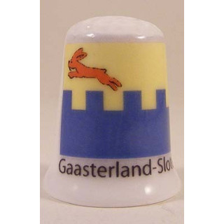 Gaasterland Sloten Nederlandse gemeentevlag op een porselein vingerhoedje