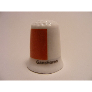 Ganshoren vlag Belgie op een porselein vingerhoedje