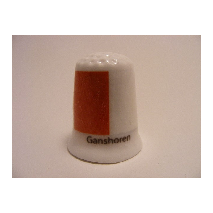 Ganshoren vlag Belgie op een porselein vingerhoedje