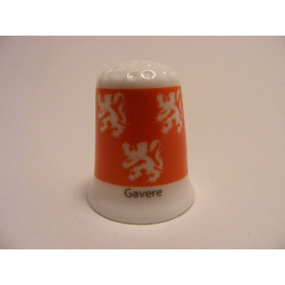 Gavere vlag Belgie op een porselein vingerhoedje