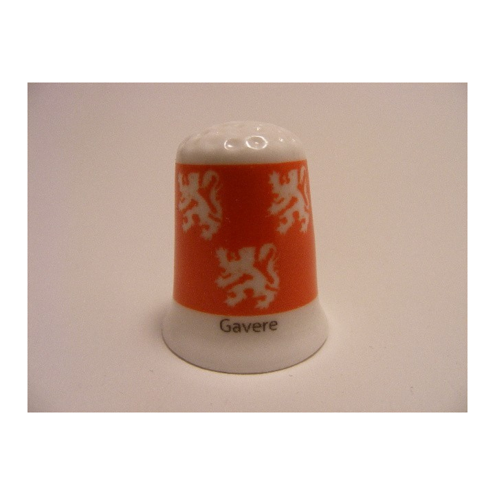 Gavere vlag Belgie op een porselein vingerhoedje