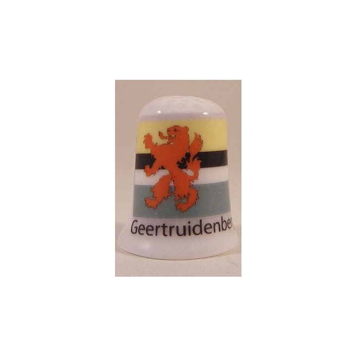 Geertruidenberg Nederlandse gemeentevlag op een porselein vingerhoedje