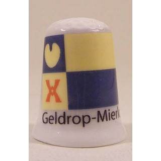 Geldrop Mierlo Nederlandse gemeentevlag op een porselein vingerhoedje
