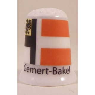 Gemert Bakel Nederlandse gemeentevlag op een porselein vingerhoedje