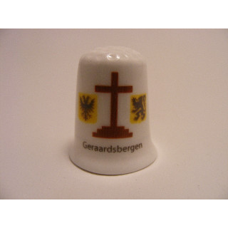 Geraardsbergen vlag Belgie op een porselein vingerhoedje