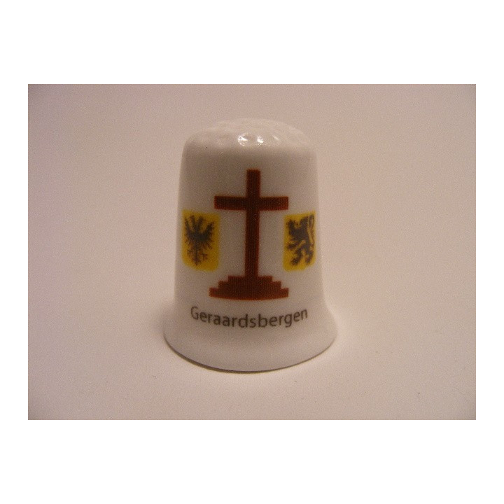 Geraardsbergen vlag Belgie op een porselein vingerhoedje