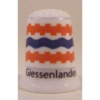 Giessenlanden Nederlandse gemeentevlag op een porselein vingerhoedje Giessenlanden Nederlandse gemeentevlag op een porselein vingerhoedje