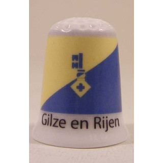 Gilze en Rijen Nederlandse gemeentevlag op een porselein vingerhoedje