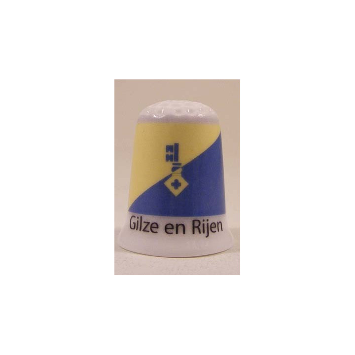 Gilze en Rijen Nederlandse gemeentevlag op een porselein vingerhoedje