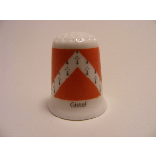 Gistel vlag Belgie op een porselein vingerhoedje