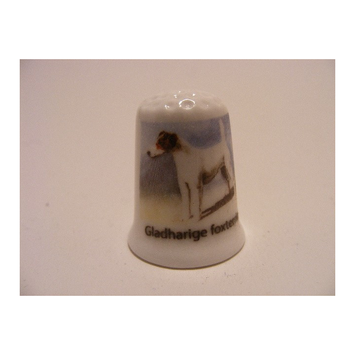 Gladharige foxterrier hond getekend vingerhoedje