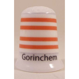 Gorinchem Nederlandse gemeentevlag op een porselein vingerhoedje