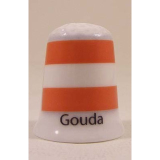 Gouda Nederlandse gemeentevlag op een porselein vingerhoedje