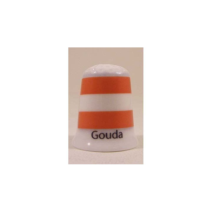 Gouda Nederlandse gemeentevlag op een porselein vingerhoedje