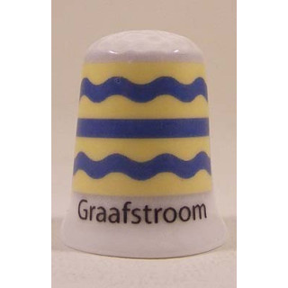 Graafstroom Nederlandse gemeentevlag op een porselein vingerhoedje
