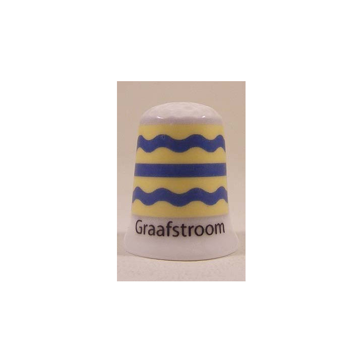 Graafstroom Nederlandse gemeentevlag op een porselein vingerhoedje