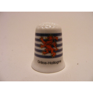 Grace Hollogne gemeente vlag in Belgie op een porselein vingerhoedje