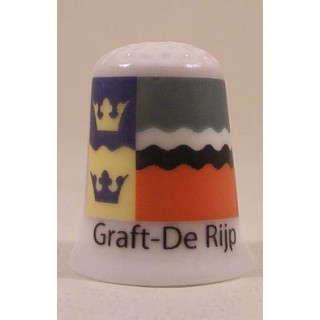 Graft De Rijp Nederlandse gemeentevlag op een porselein vingerhoedje Graft De Rijp Nederlandse gemeentevlag op een porselein vingerhoedje