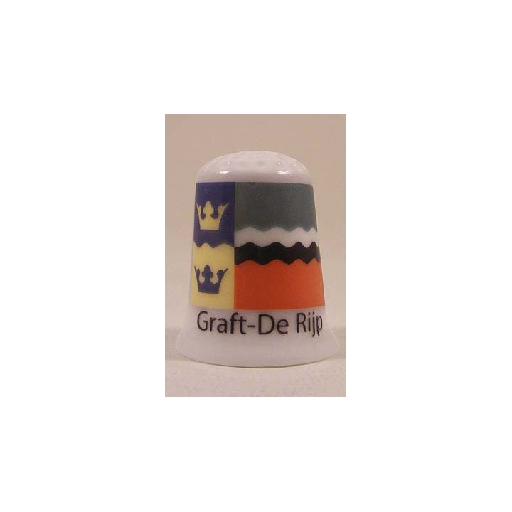 Graft De Rijp Nederlandse gemeentevlag op een porselein vingerhoedje Graft De Rijp Nederlandse gemeentevlag op een porselein vingerhoedje