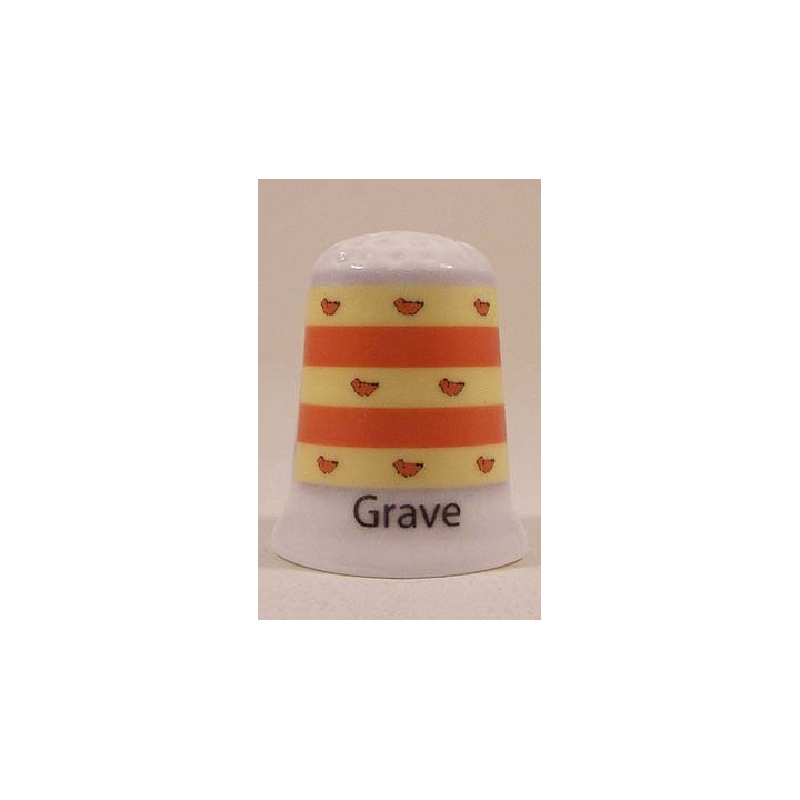 Grave Nederlandse gemeentevlag op een porselein vingerhoedje Grave Nederlandse gemeentevlag op een porselein vingerhoedje