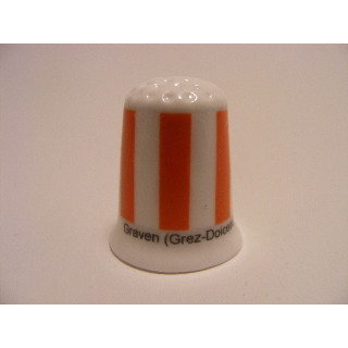 Graven (Grez-Doiceau) vlag Belgie op een porselein vingerhoedje