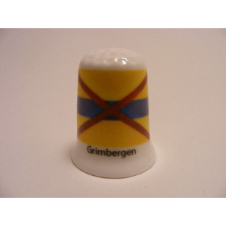 Grimbergen vlag Belgie op een porselein vingerhoedje