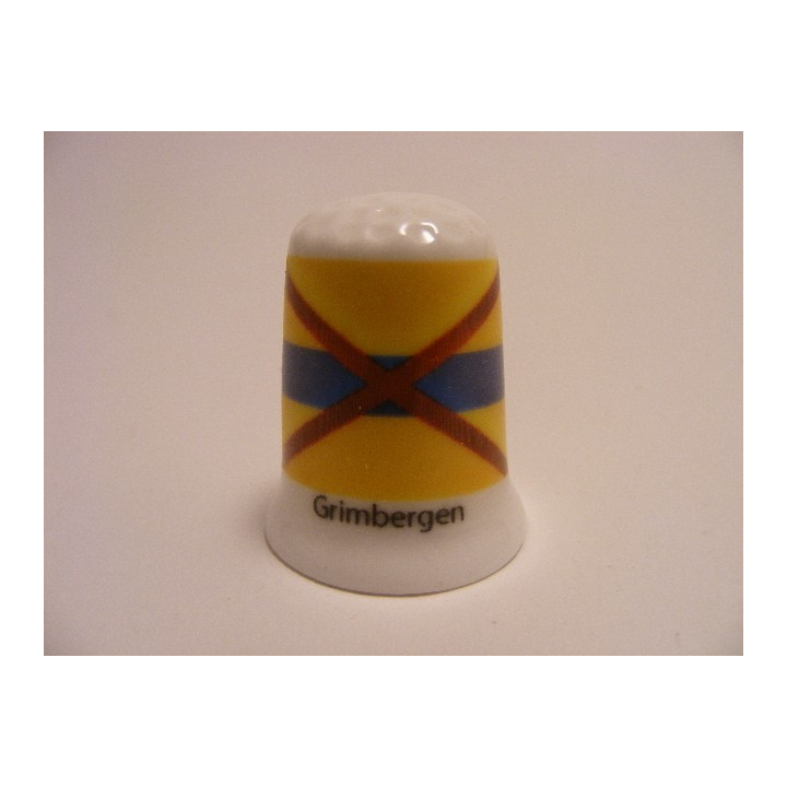 Grimbergen vlag Belgie op een porselein vingerhoedje