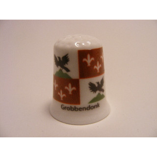 Grobbendonk vlag Belgie op een porselein vingerhoedje