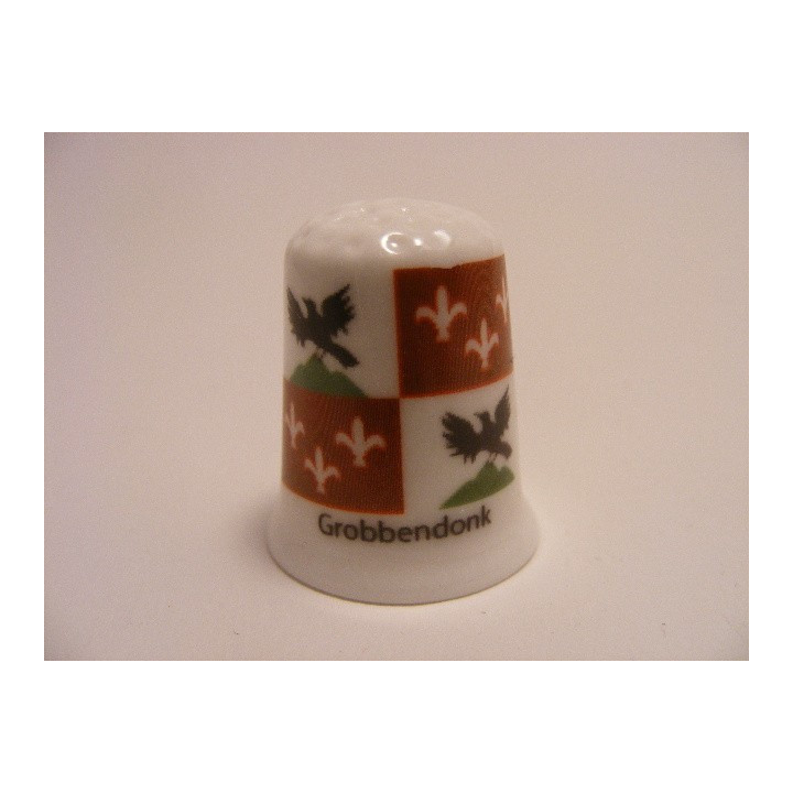 Grobbendonk vlag Belgie op een porselein vingerhoedje