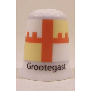 Grootegast Nederlandse gemeentevlag op een porselein vingerhoedje