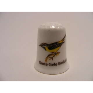 Grote gele kwikstaart zangvogel vingerhoedje