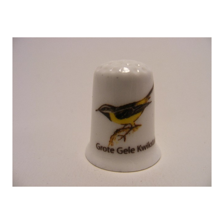 Grote gele kwikstaart zangvogel vingerhoedje