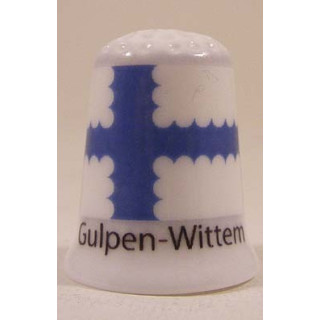 Gulpen Wittem Nederlandse gemeentevlag op een porselein vingerhoedje